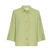 Safari-stil Linned-Bomuld Bluse Jakke