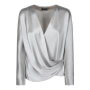 Elegant V-Neck Silkebluse