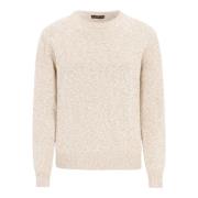 Beige Bomuldssweater med rund hals