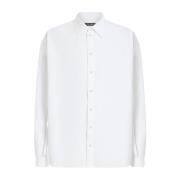 Hvid Button-Up Skjorte med Box-Pleat Detalje