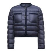 Kort Flettet Trim Dunjakke Navy