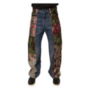 Patchwork Straight Denim Jeans