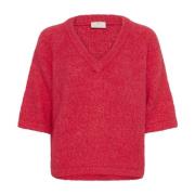 V-Neck Pullover Sweater Raspberry