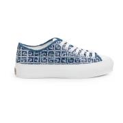 Denim Low-Top Sneakers med All-Over Logo