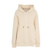 Beige Oversized Hoodie med Lynlås