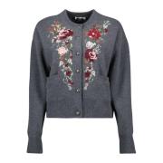 Blomstret uld kasjmir cardigan