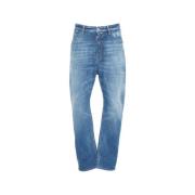 Blå Slidte Loose Fit Jeans