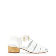 Hvide Raffia Sandaler