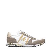 Beige Ruskind Sneakers med Hvid Detalje