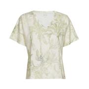 Palme Print V-Hals T-Shirt