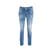 Blå Slim Fit Distressed Jeans