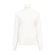 Hvid Roll-neck Uld Sweater