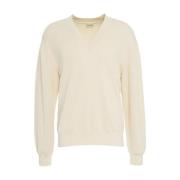 Beige Strik V-Hals Sweater