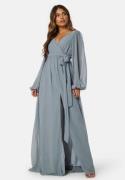 Goddiva Long Sleeve Chiffon Dress Air Force Blue XL (UK16)