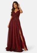 Goddiva Glitter Wrap Maxi Dress Red M (UK12)