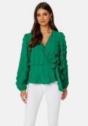 BUBBLEROOM Triniti wrap blouse Jade-green 36