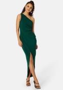 John Zack One Shoulder Rouch Dress Green L (UK14)