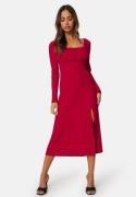 BUBBLEROOM Square Neck Midi Dress Red M