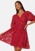 Bubbleroom Occasion 3D Puff Sleeve Dress Dark red XL