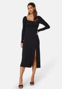 BUBBLEROOM Neija Square Neck Midi Dress  Black S