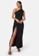 John Zack One Shoulder Bow Maxi Dress Black XXS (UK6)