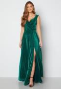 Goddiva Glitter Wrap Maxi Dress Emerald XXS (UK6)