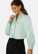 BUBBLEROOM Satin Puff Sleeve Shirt Dusty green 38