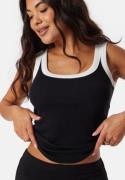 BUBBLEROOM Contrast Rib Tank Top Black XS