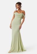 Goddiva Chiffon Off Shoulder Maxi Dress Light green L (UK14)