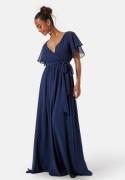 Goddiva Flutter Chiffon Maxi Dress Navy XS (UK8)