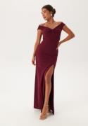 Bubbleroom Occasion Twist Off Shoulder Gown Wine-red M