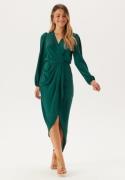 John Zack Balloon Sleeve Wrap Front Maxi Dress Dark Green XXL (UK18)