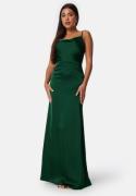 Bubbleroom Occasion Waterfall Satin Gown Dark green 40