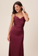 Bubbleroom Occasion Waterfall Satin Gown Wine-red 42