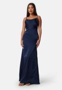 Bubbleroom Occasion Waterfall Satin Gown Dark blue 46