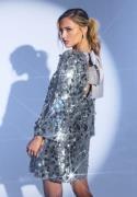 Bubbleroom Occasion Sequin Bow A-Line Dress Silver S