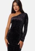 BUBBLEROOM One Shoulder Velvet Dress Black S