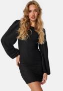 BUBBLEROOM Puff Sleeve Sparkling Dress Black L