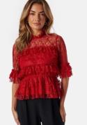 BUBBLEROOM Frill Lace Blouse Red 38