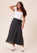 Happy Holly Viscose Midi Wrap Skirt Black/Dotted 40/42