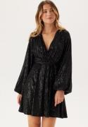 Bubbleroom Occasion Sequin Balloon Sleeve Dress Black L