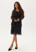 Happy Holly Tiered Puff Sleeve Lace Midi Dress Black 44/46