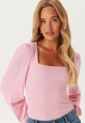 BUBBLEROOM Square Neck Balloon Sleeve Top Light pink 3XL