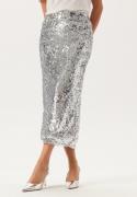 BUBBLEROOM Sequin Midi Skirt Silver L