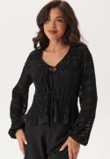 BUBBLEROOM Sheer Tie Blouse Black M