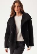 BUBBLEROOM High Neck Short Bouclé Coat Black XS