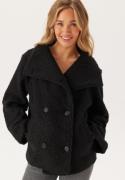 BUBBLEROOM High Neck Short Bouclé Coat Black M