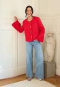 Chiara Forthi Wide Sleeve Bouclé Jacket Red S
