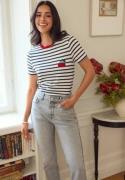 ONLY Onlheart Life S/S TEE JRS NOOS Cloud Dancer Stripes:night Sky S