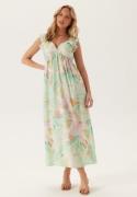 VERO MODA Vmjosie Sl Ankle Frill Dress Birds Egg Green Aop:myra XS